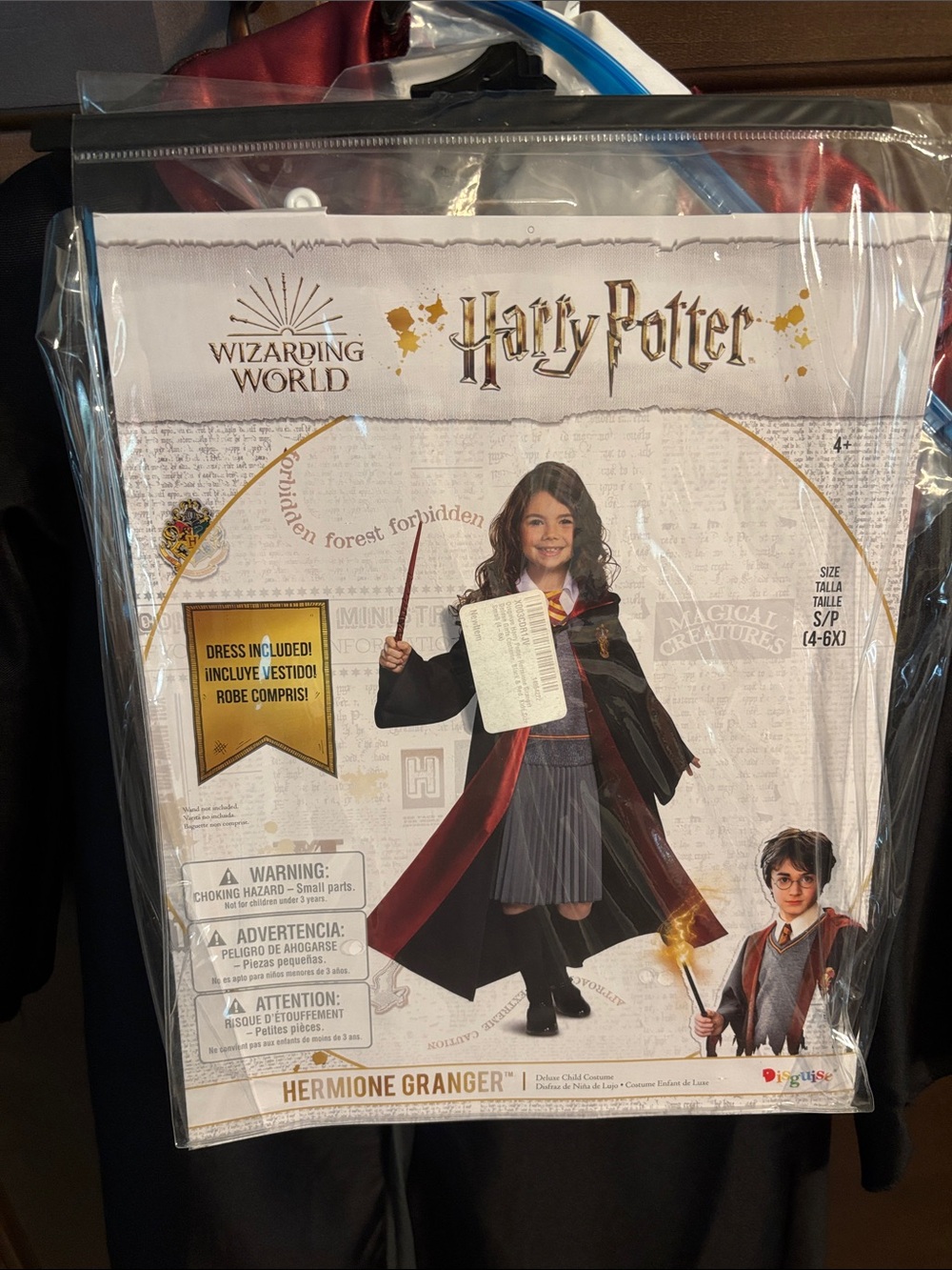 Harry Potter Hermione Granger Kids Costume - Black & Red Robe size 4-6x